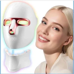 LED Light Therapy Face & Neck Mask, 7 Color Photon Skin Rejuvenation Set