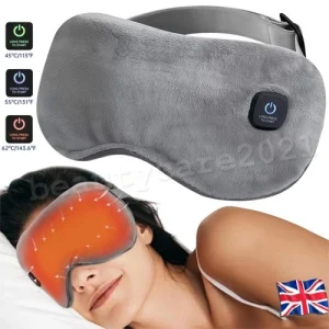 Cordless Heated Eye Mask Electric Warm Eye Compress, 3 Heat Levels Rechargeable
