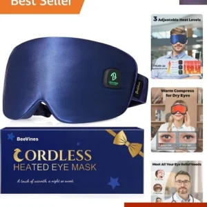 Luxurious Cordless Heated Eye Mask for Dry Eyes - Rechargeable & Travel-Friendly