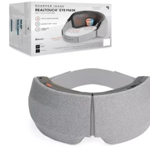 Sharper Image RealTouch Eye Mask Massager Hot & Cold + Bluetooth-Grey.